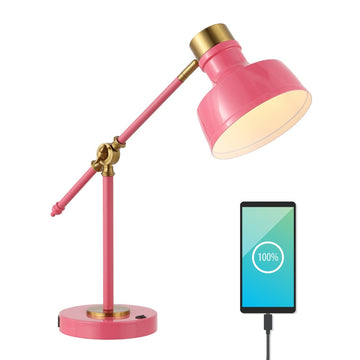 Allegra 18.5" Classic Farmhouse Adjustable Cantilever LED Task Lamp with USB Charging Port - JONATHAN Y